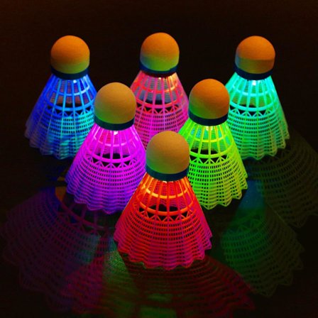 badminton, 6 st led lysande badmintonbollar, led nylon sportbadminton, badminton led, nattbadminton, led nylon badmintonset, led badmintonset för barn