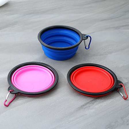 3-pak sammenleggbare hundeb skåler i silikon, BPA-fri oppvaskmaskinsikker,