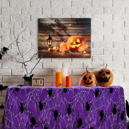 Halloween Duk Lila Spindelnät Bordsduk