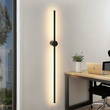 Inomhus Vägglampa LED Vägglampa - 55CM Svart Roterande Ljusarmatur Modern Design 3000K Varmvit Dimbar 8W Nattlampa för Hall Vardagsrum