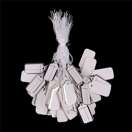100X Etiketter Tie Strung Strung Prisbilletter Smykker Klokke