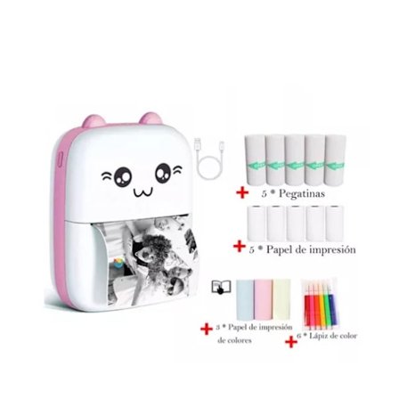 Mini Bärbar Skrivare Termisk Fotoskrivare (Rosa) Trådlös BT Poc