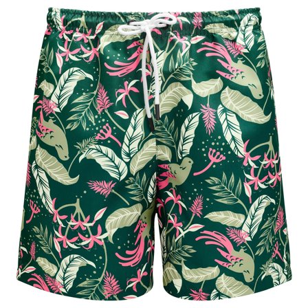 Blomstrede Skovgrønne & Pink Badeshorts til mænd - Badeshorts