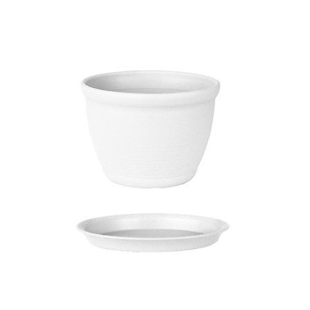 Tyk Resinflowerpot med Bakke Plastik Rundt Tilbehør S