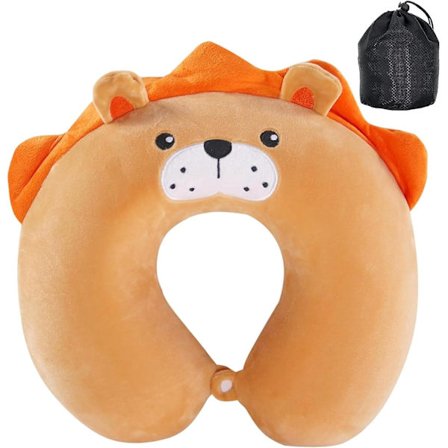 Travel Pillow for Kids, Pure Memory Foam U-Shaped Neck Pillow with Washable Cover, Comfortable in All Seating Positions on Airplanes, Cars