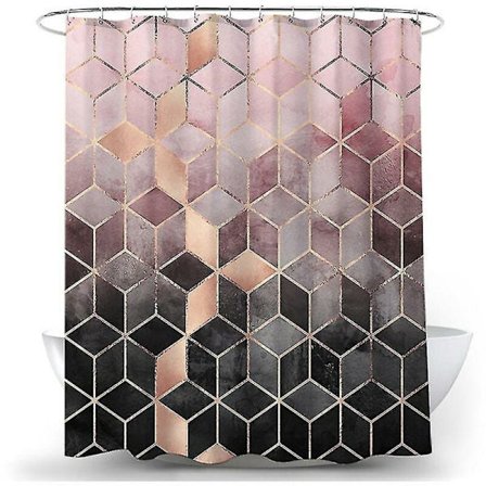 1 st duschdraperi Geometrisk enkel duschdraperi för upphängning (Rosa 180 180 cm)