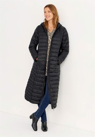 Cellbes of Sweden - Lang letvægtsfrakke i sort til damer i størrelse 50/52