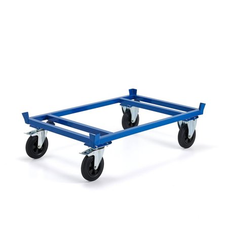 Palettenwagen RAHMEN, 500 kg Tragkraft , Ø 200 mm Gummi, Bremsen, 1200x800x305 mm