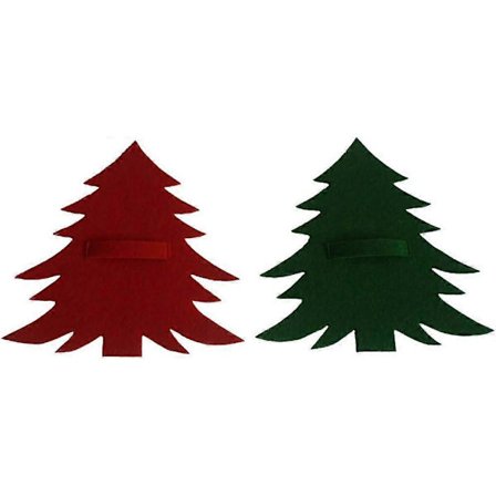 12-pack Julgransbestickhållare för kniv, gaffel, bordsdekoration (röd och grön)