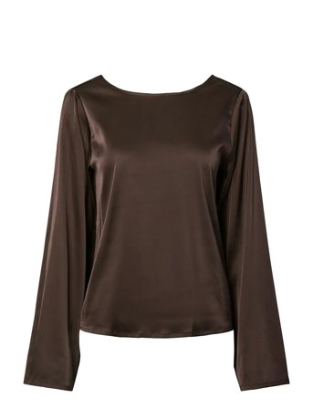 Pcnanina Ls Satin Top Wvn D2D Brown Pieces