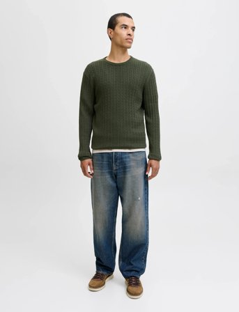 Jack & Jones Jjeemil Knit Cable Crew Neck Noos - Green - L