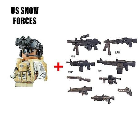 Militära byggklossar Soldatfigurer Gåvor Leksaker Vapen Gevär Special Force SWAT Arméväst Hjälm Explosionssäkra kläder MOC Fingerfärdighetsspel
