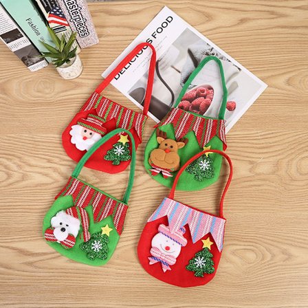4 juldekorationer Presentpåse Presentpåse Jultomten snögubbe tygpåse Kreativ goodiebag Äppelväska 27*18cm