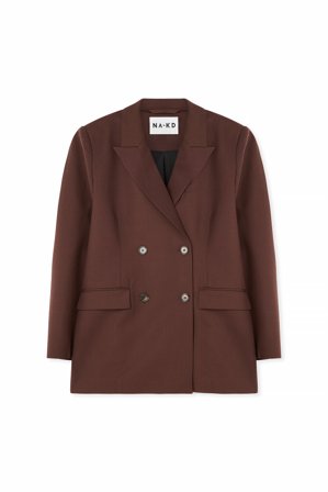 NA-KD - Oversized blazer med dobbel knepping - Figursydd blazer - Brun - EU 42