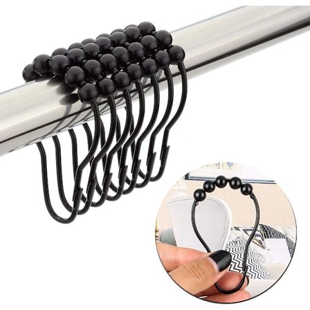 36 kroge til bruseforhæng i rustfrit stål