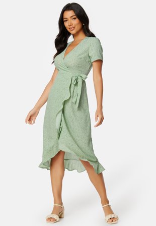 BUBBLEROOM Flounce Midi Wrap Dress Klær