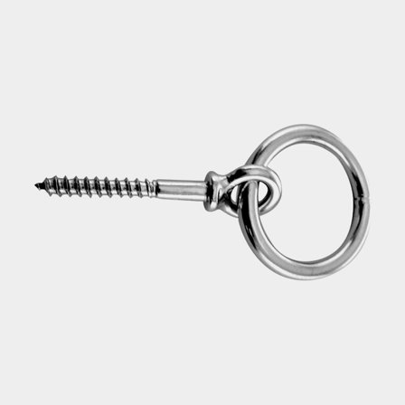 Pierścień do cumowania / pierścień do pomostu, Ø6 mm x 30 mm, stal nierdzewna, gwint do drewna - Jachtowa