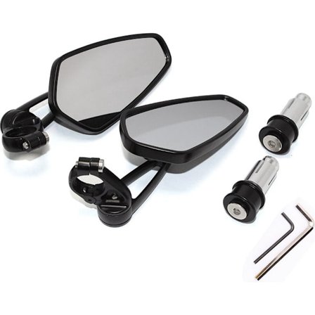 Luksuriøst motorsykkelspeil, stangende, speil, bakspeil, design, chopper, sikkerhet, utendørs, reise, svart