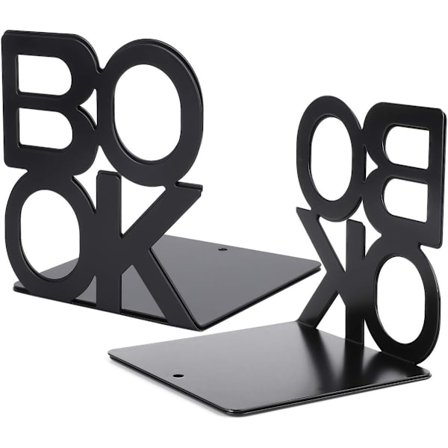 Bokstöd, Kraftiga Svarta Bokstöd i Metall för Skola Hem Bord Dekor Svart (140mm)