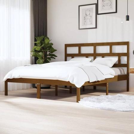 Vidaxl Sängram Honungsbrun Massivt Trä 180x200 Cm Brun