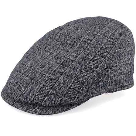 MJM Hats - Blue - flatcap - Cap - Driver 52 Wool Mix Navy Check Flat Cap - Hatstore