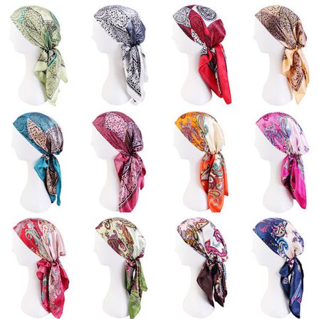 Cashew blomma turban cap - simulering silke wrap scarf cap bunt typ (12 stilar)