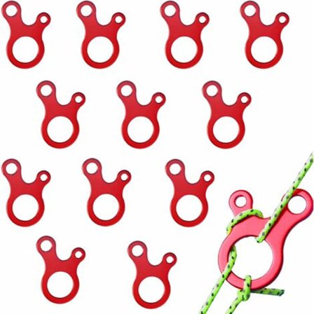 12-pack 3-håls repspännare i aluminiumlegering för utomhus, tält, vandring, camping, picknick, Fonepro