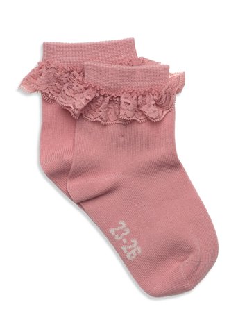 Minymo Ankle Sock W. Lace - Pink - 15/18