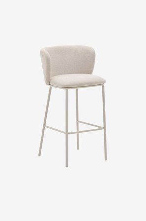 Kave Home - Ciselia jakkara bouclésta ja teräksestä, Fsc Mix Credit. - Beige - Baarituolit & baarijakkarat - - Homeroom