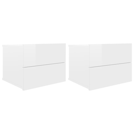 Vidaxl Sängbord 2 St Vit Högglans 40x30x30 Cm Spånskiva Vit