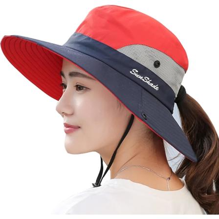 Solhatt Dame Herre 3u201d Bred Brätte UPF 50+ Fiske Strand Bucket Hats Red Blue