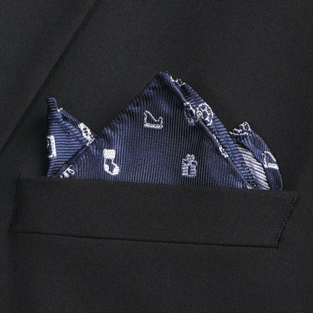 Navy Christmas Pocket Square for Men - Patterned Pocket Squares