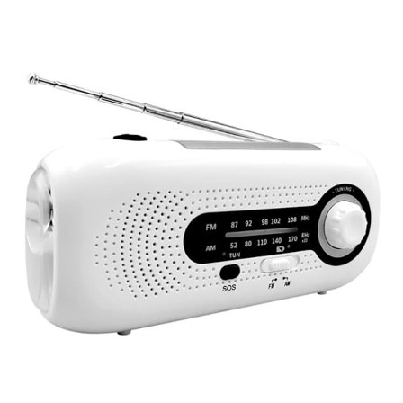 Hätäradio Aurinkoradio AM/FM veivillä, SOS-hälytys ja LED-taskulamppu, 2000mAh akku