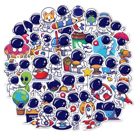 Cartoon Space Planet Space Ship Rocket UFO Stickers Pack 50 Vatten