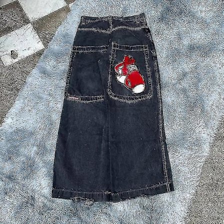 Baggy Jeans Hip Hop Rock Broderimönster Män Kvinnor 2024 Nytt Mode Streetwear Retro Harajuku Hög Midja Vida Ben Jeans