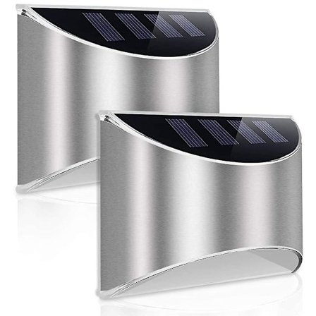 2 stk. Solcelle Hegn Lys Solcelle Have Lys Udendørs Led Lys Solcelledrevet Væglampe Vandtæt Til Hegn Terrasse (Varm Hvid)