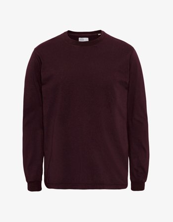 Oversized Organic LS T-shirt - Oxblood Red - 2XL