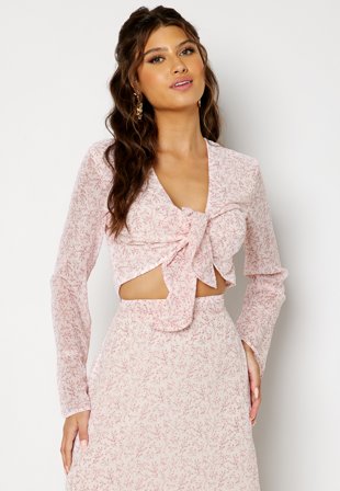 BUBBLEROOM Sharon knot blouse Coral / Patterned Klær