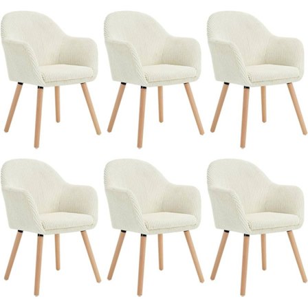 Rootz stoppade matstolar Set med 6 - Fåtöljer - Bekväma sittplatser - Hög komfort, Robust & stabil, mångsidig användning - Manchester och trä - 55,5 c