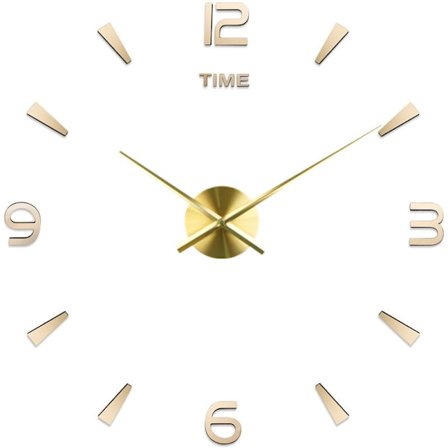 Moderne Stille DIY Væg Ur (Guld, 70-90cm), 3D Klistermærke, til Hjem, Restaurant, Kontor og Hotel Dekoration
