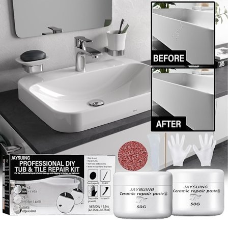 Keramisk reparationssæt til håndvask brusebad - Reparer revnede huller, skår og ridser
