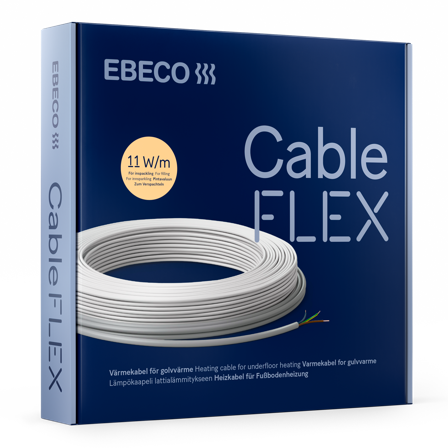 Ebeco Cableflex 11 Gulvvarmekabel serieresistiv 2-leder med skjerm 11 W/m, Varme