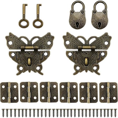 Antik Borg med Nøgler, Hængsler Antik Små, Mini Hængelåse med Lukninger til Æske og Dagbog, Gave Dekoration 2024THO