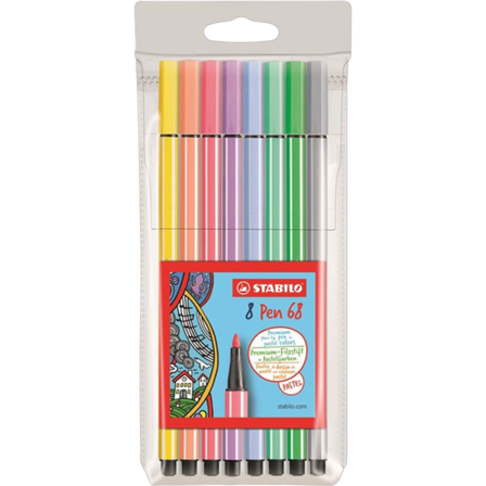 Stabilo Fiberspetspenna Pen 68, 8/fp pastell Kontor & papper ONESIZE