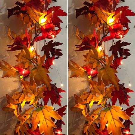 Halloween Led-ljus Höst Höst Lönnlöv Garland Hängande Växt