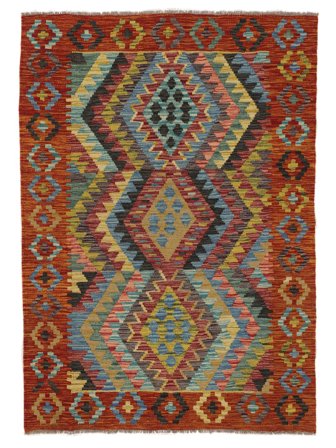 Kelim Afghan Old Stil Teppich 121X171 Dunkelrot/Braun Wolle, Afghanistan