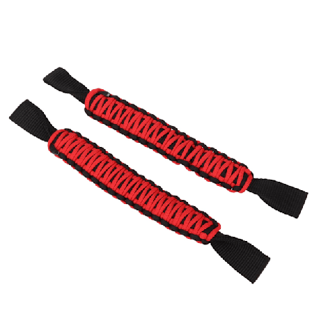 29,6 cm Nakkestøtte Roll Bar Grip Håndtag Antislip Paracord Håndtag Universal til bil SUV ATV UTV RV Sort Rød