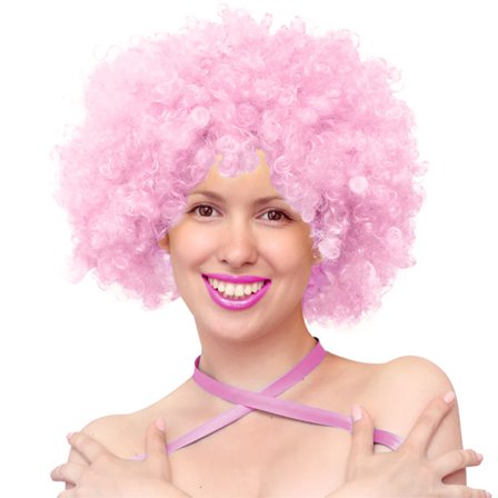 Peruk Afro Lys rosa