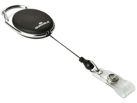 DURABLE Korthållare med metallklämma och jojo, 80 cm, svart 10/fp - Lyreco - Kontorsmöbler och inredning - Namnskyltar och korthållare - Korthållare -