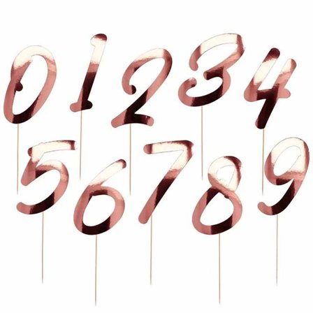 Kakedekorasjon tall i roségull 15 cm 20 stk